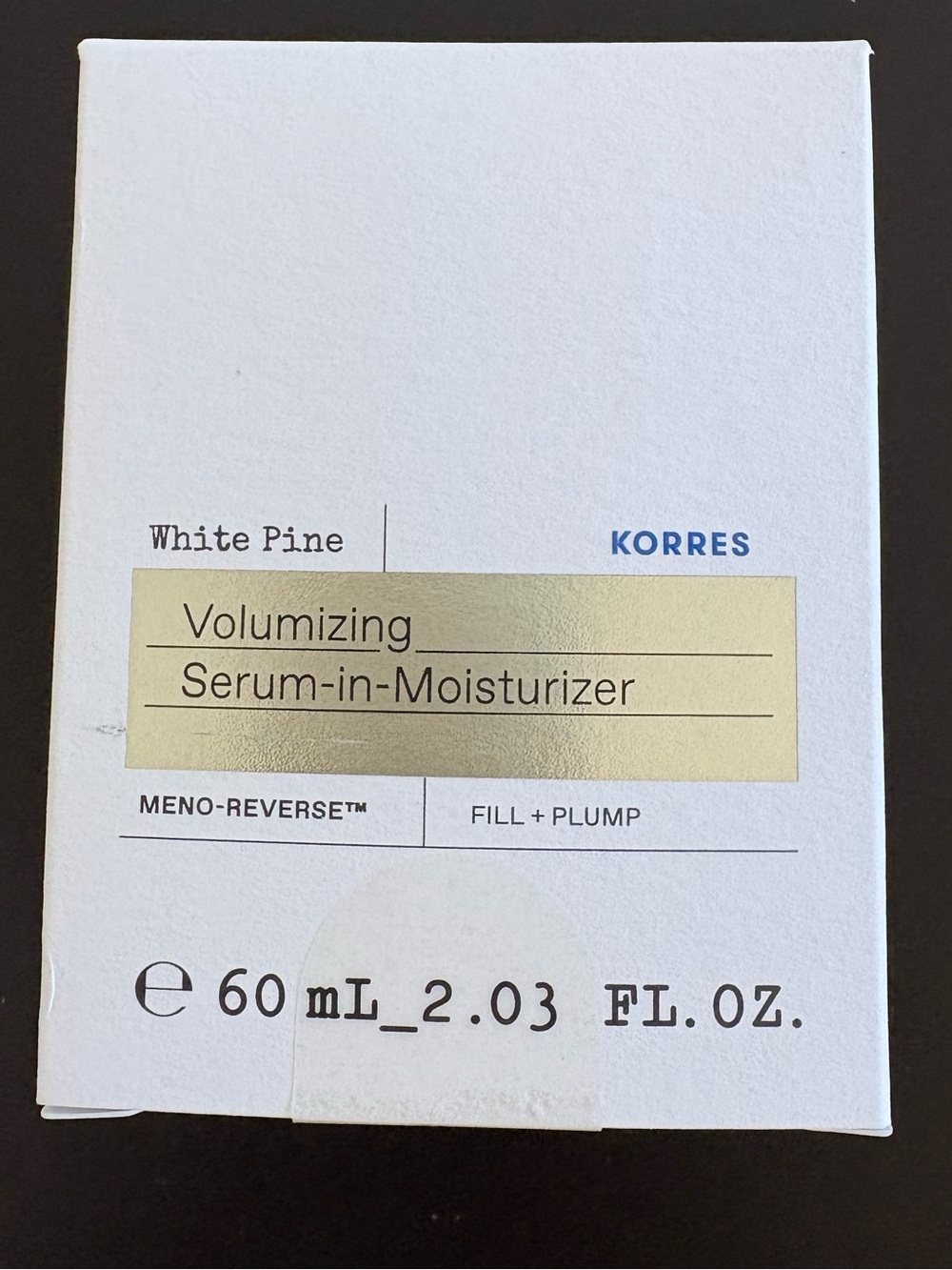 NEW in sealed box KORRES white pine
Volumizing Serum-in-Mousturizer 60 ml